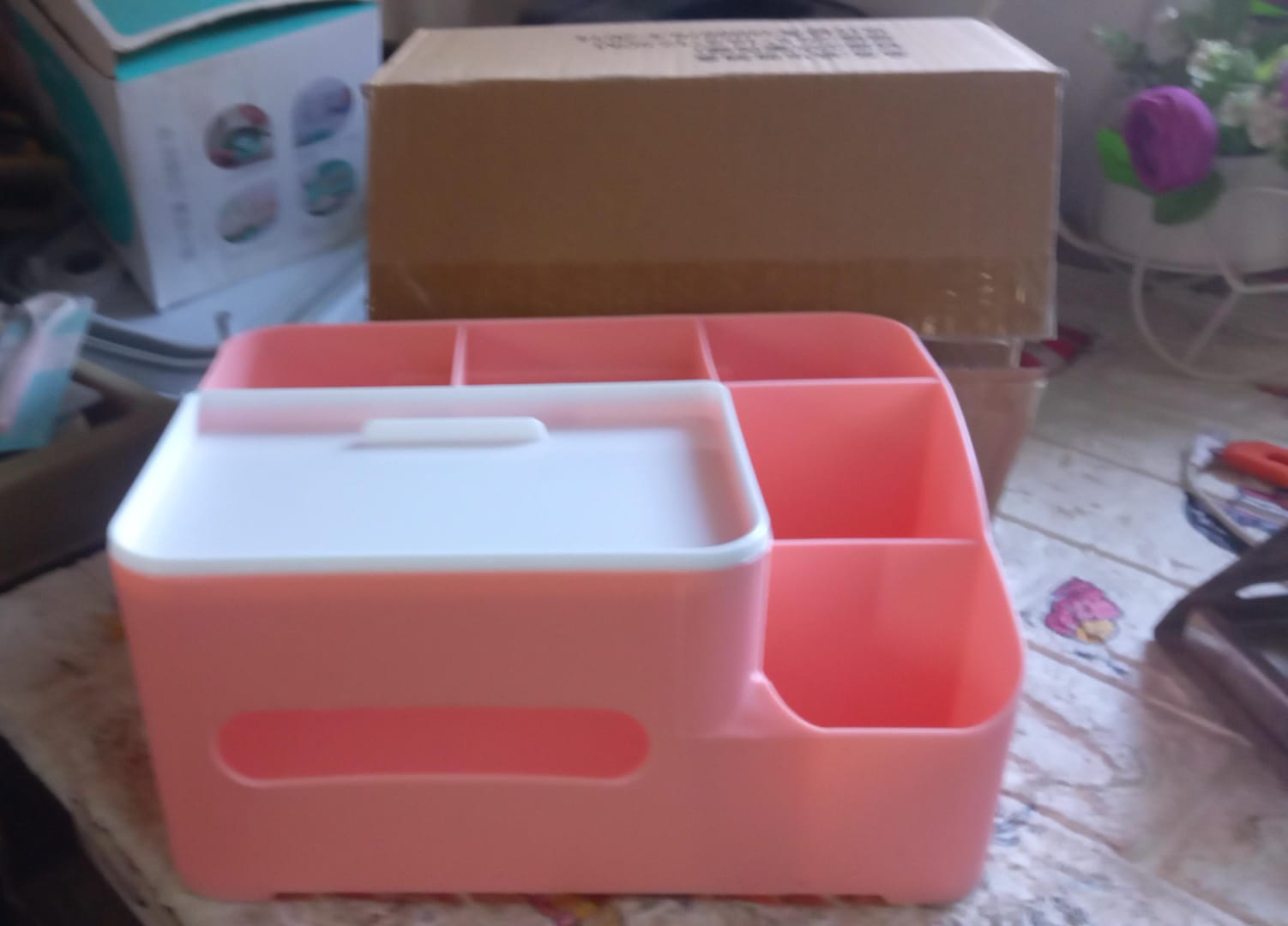 17671 Tissue Paper Storage Holder, Stationery Storage Remote Control, Decorative Pen, Pencil, Napkin, Mobile Phone Multi-Function Desk Storage Organizer for Home and Office (6 Compartment) 17671 Tissue Paper Storage Holder, Stationery Storage Remote Control, Decorative Pen, Pencil, Napkin, Mobile Phone Multi-Function Desk Storage Organizer for Home and Office (6 Compartment)